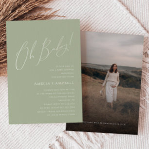 Invitation Whimsical Sage Green Oh Baby! Baby shower photo
