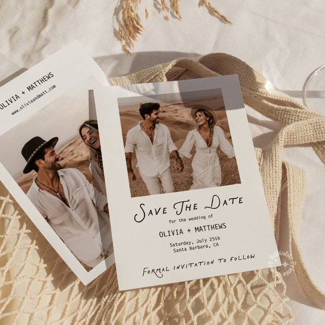 Invitation Whimsical Save the Date Photo Minimalist  (whimsical save the date, photo save the date, minimalist wedding invitation, modern wedding statione)