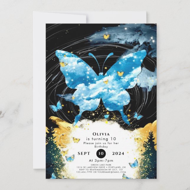 Invitation Whimsical Simple Butterfly Anniversaire (Devant)