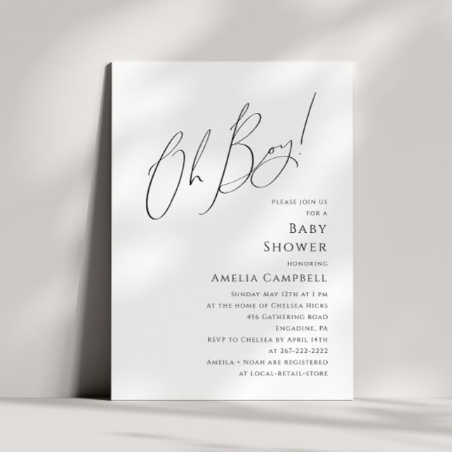 Invitation Whimsical Simple Oh Boy Baby shower (Créateur téléchargé)