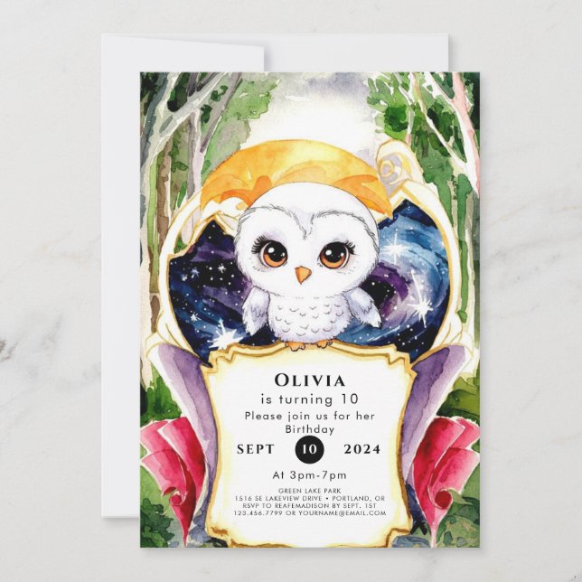 Invitation Whimsical Simple Owl'anniversaire (Devant)