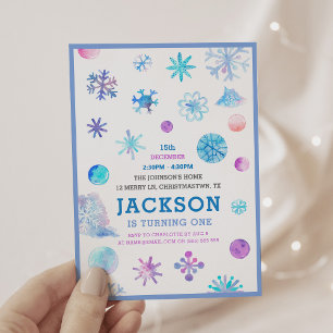 Invitation Whimsical Snowflakes Fête Anniversaire de enfant d