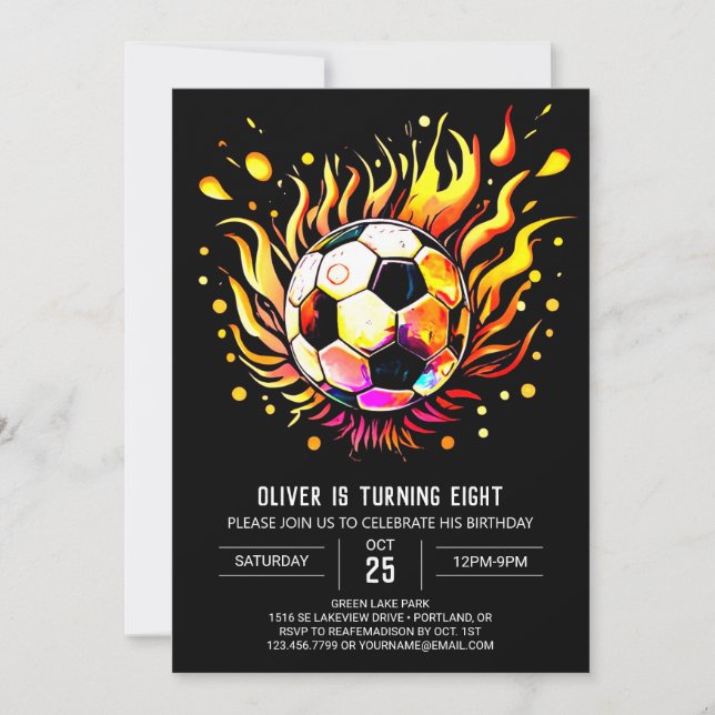 Invitation Whimsical Soccer Kids Editable Anniversaire (Devant)