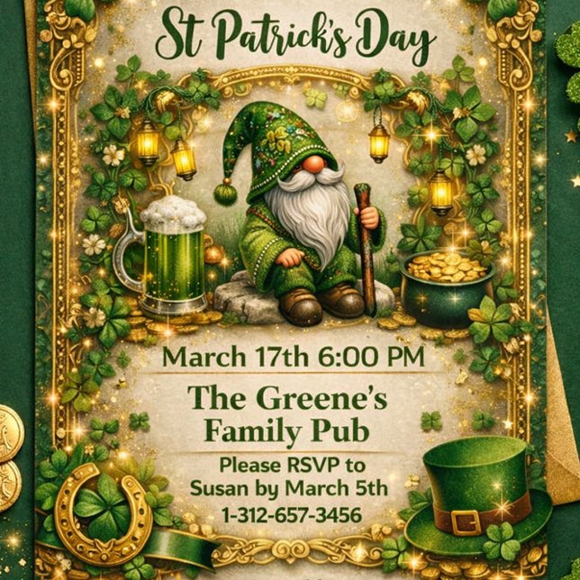Invitation Whimsical St. Patrick’s Day Gnome  (Créateur téléchargé)