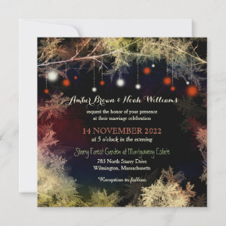 Invitation Whimsical Starry Mariage de la forêt de nuit