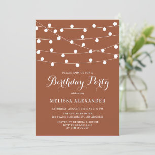 Invitation Whimsical String Lights Terracotta fête d'annivers