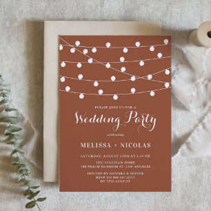 Invitation Whimsical String Lights Terracotta Wedding Party
