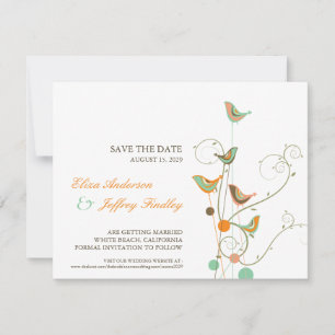 Invitation Whimsical Summer Birds & Swirls Enregistrer La Car