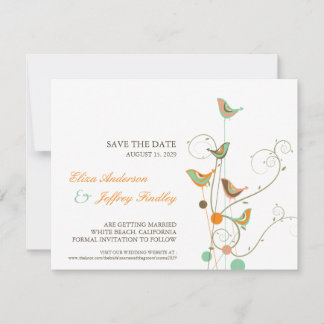 Invitation Whimsical Summer Birds & Swirls Enregistrer La Car