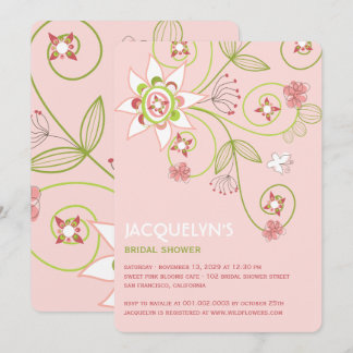 Invitation Whimsical Sweet Rose Blooms Fête des mariées Invit