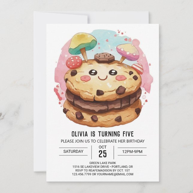 Invitation Whimsical Sweets Enfants Cookies Anniversaire (Devant)