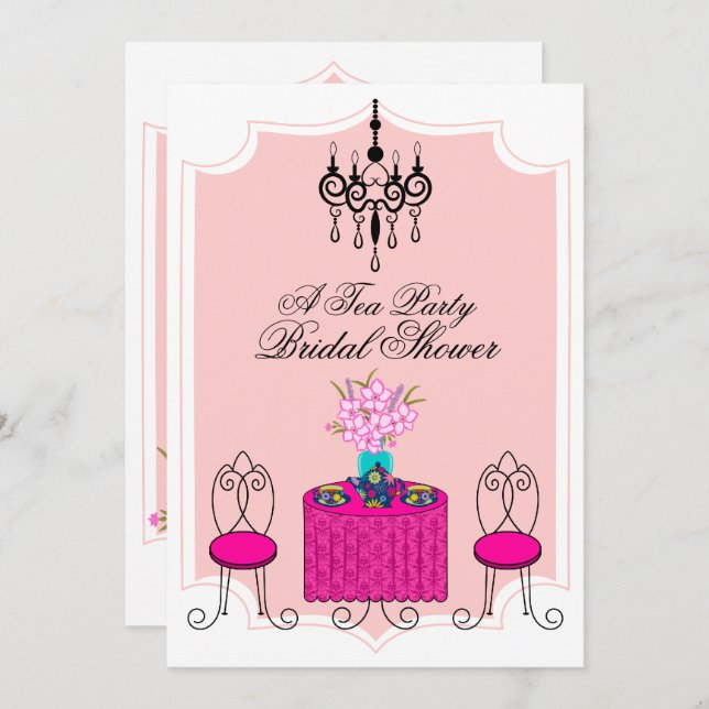 Invitation Whimsical Tea Party (Devant / Derrière)