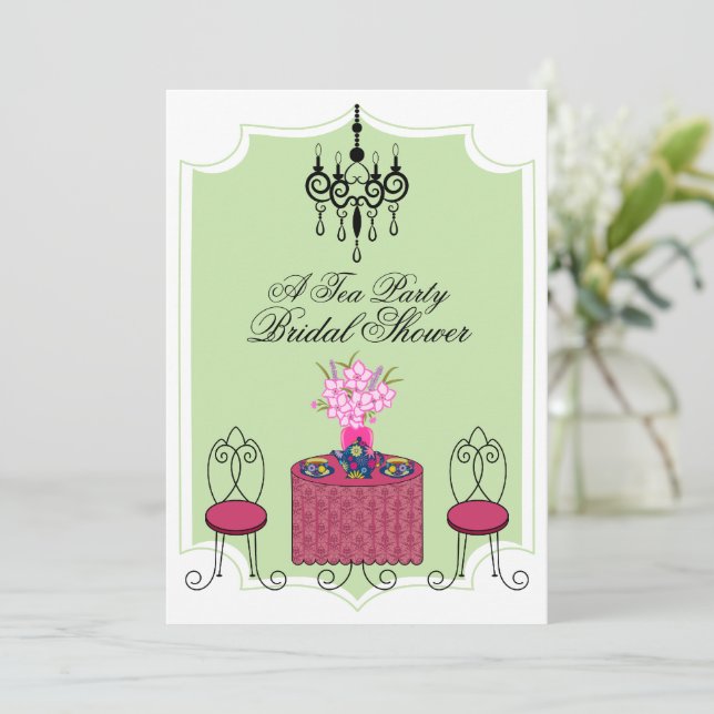 Invitation Whimsical Tea Party (Debout devant)