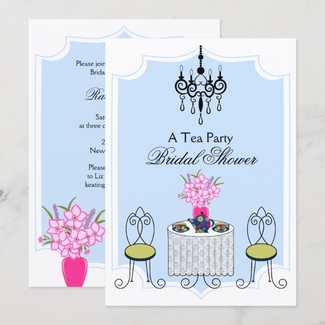 Invitation Whimsical Tea Party - V2 Customisé (Devant / Derrière)