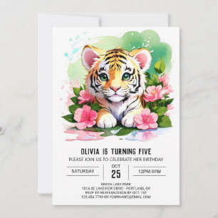 Invitation Whimsical Tiger Cub Jungle Anniversaire