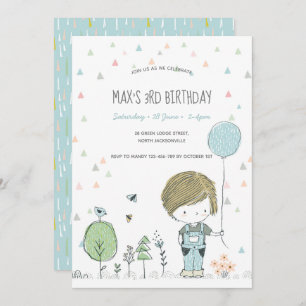 Invitation Whimsical Toddler GARDE Anniversaire de enfant Inv