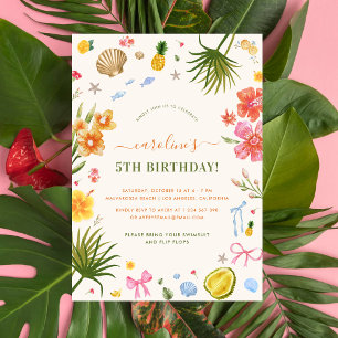 Invitation Whimsical Tropical Summer Fête d'anniversaire pour