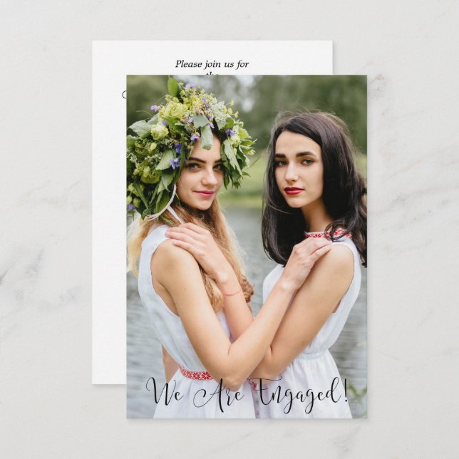 Invitation Whimsical Typography Custom Photo Lesbian Gay (Devant / Derrière)