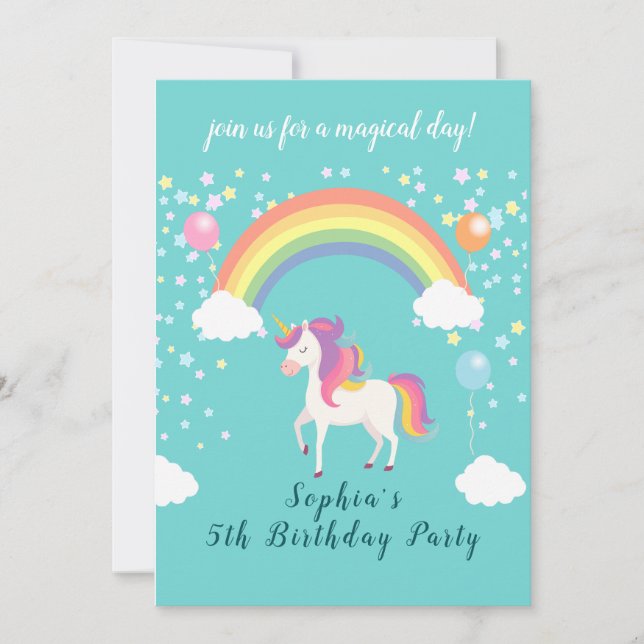 Invitation Whimsical Unicorn Party (Devant)