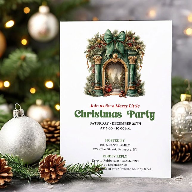 Invitation Whimsical Victorian Christmas fireplace party  (Whimsical Victorian Christmas fireplace party Invitation)