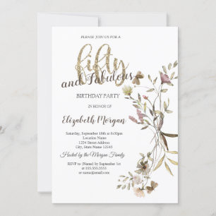 Invitation Whimsical Watercolor Fleur sauvage 50e anniversair