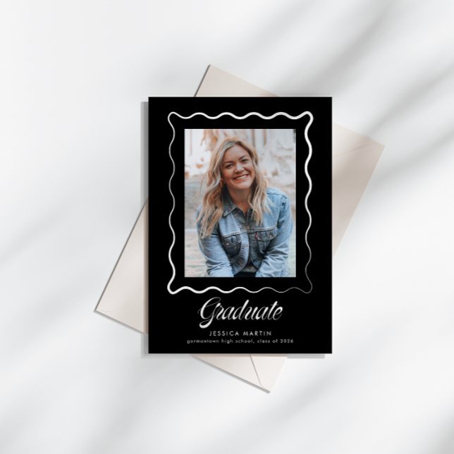 Invitation Whimsical Wavy Border Graduation Announcement (Créateur téléchargé)