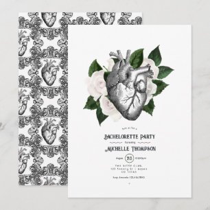 Invitation Whimsical White Floral Gothique Bachelorette Party