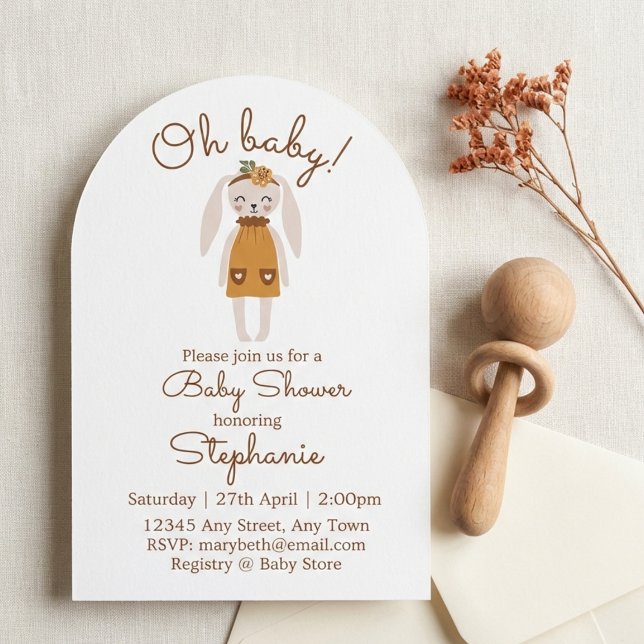 Invitation Whimsical Wildflower Bunny Baby Shower Invite (Baby shower invitation)
