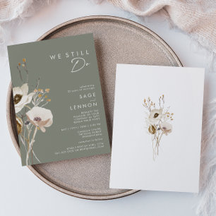 Invitation Whimsical Wildflower   Sage We Still Do Renewal