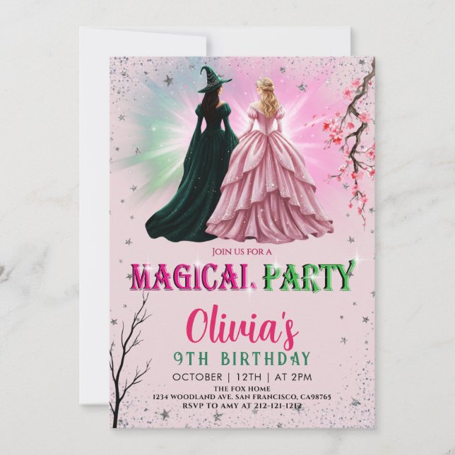 Invitation Whimsical Witch Birthday Party (Devant)