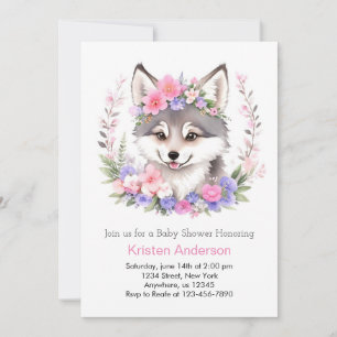 Invitation Whimsical Wolf Dreams dévoilé Baby shower fille