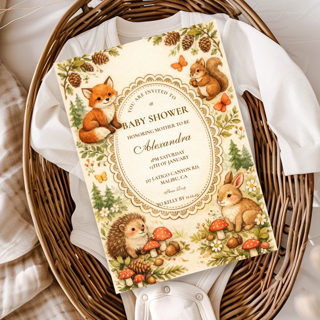 Invitation Whimsical Woodland Animals Baby Shower (Créateur téléchargé)