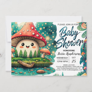 Invitation Whimsical Woodland Mushroom Baby shower magique