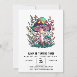 Invitation Whimsical Woods Digital Mushroom Anniversaire