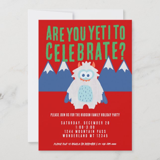 Invitation Whimsical Yeti Fête (Devant)