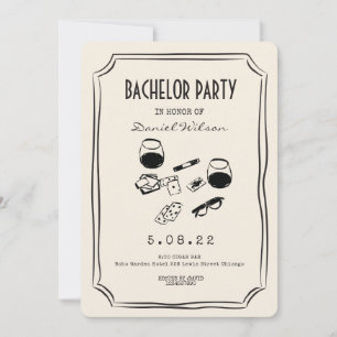 Invitation Whimsky Quirky Funky Cigar et Whisky Bachelor