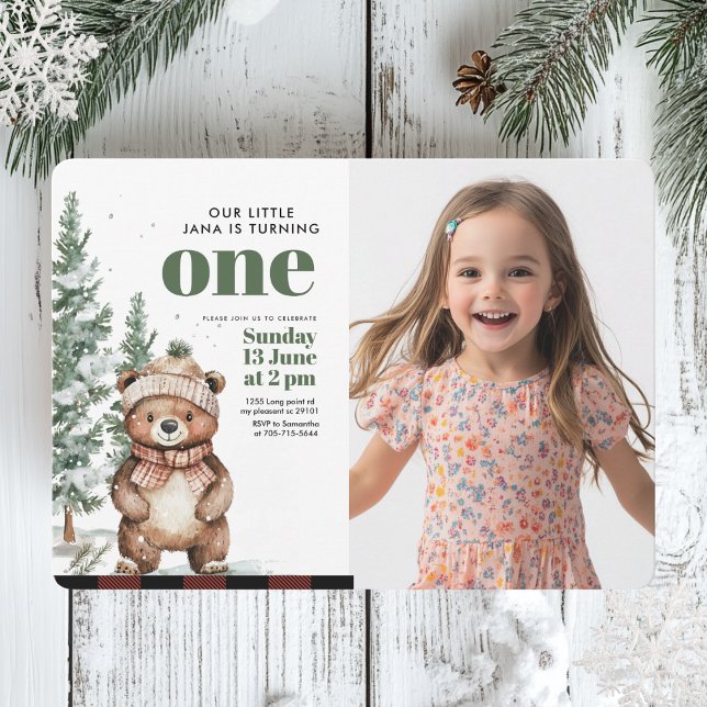 Invitation Whimsland Deer Birthday Photo verte (Créateur téléchargé)