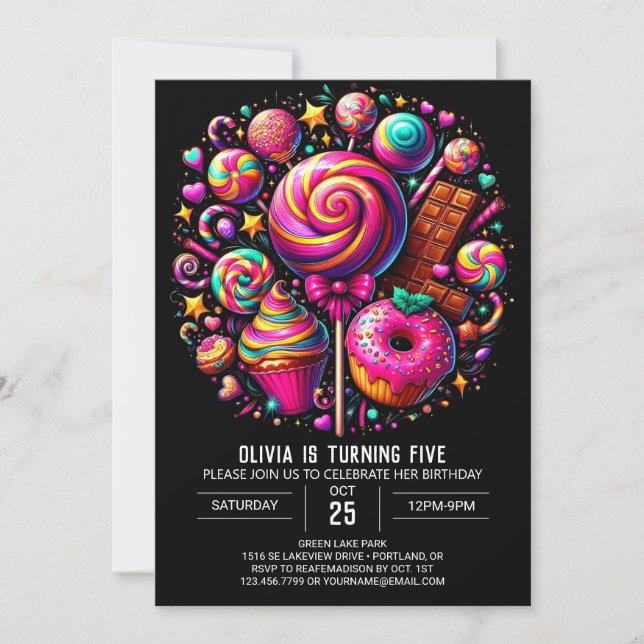 Invitation Whimspop Lollipop Candyland Digital Birthday (Devant)
