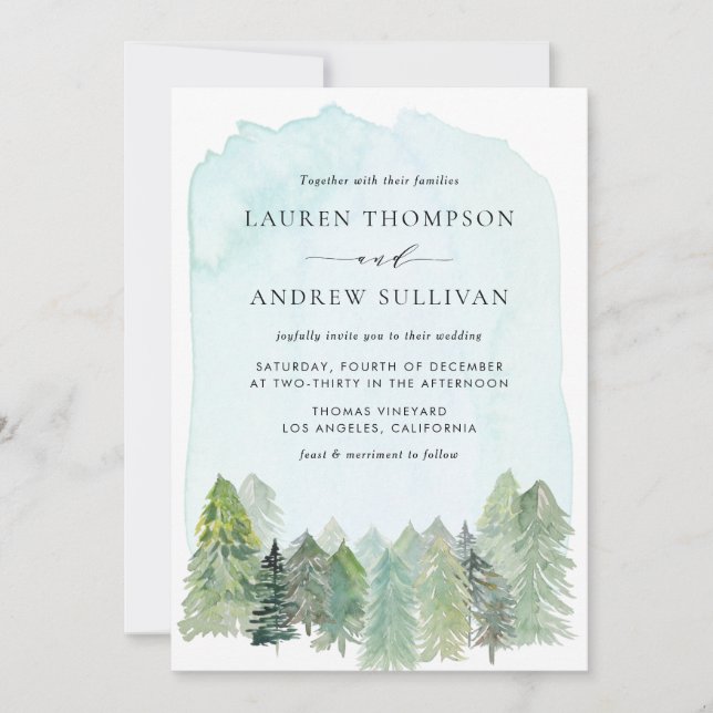 Invitation Whimssanted Mariage de forêt enchantée (Devant)