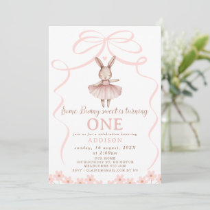 Invitation Whimssical Pink Bow Tutu Certains Bunny Anniversai