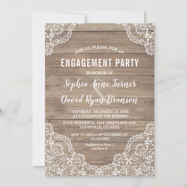 Invitation Whimssical Vintage dentelle Vieux grange (Devant)