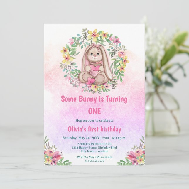 Invitation Whimssy Un Grotte Floral Fête Anniversaire (Debout devant)