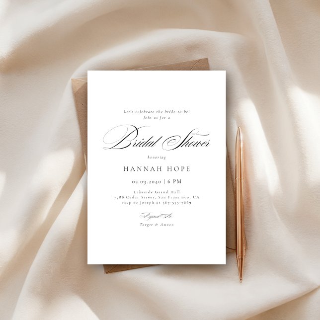 Invitation Whimsy Calligraphy Budget Mariage Fête des mariées (Créateur téléchargé)