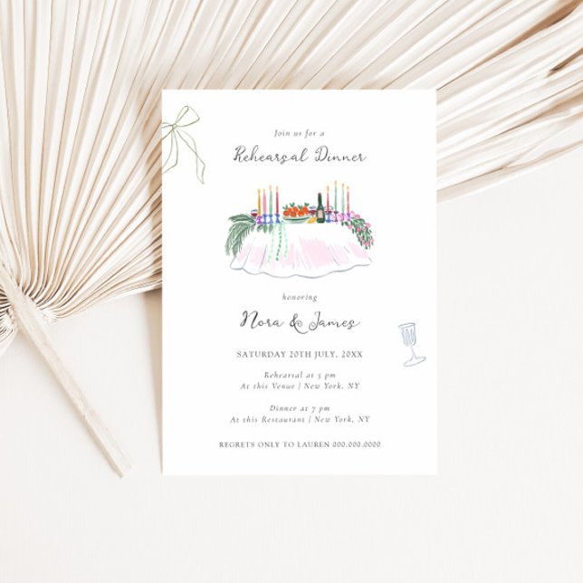 Invitation Whimsy Colorful Illustrated Rehearsal Dinner (Créateur téléchargé)