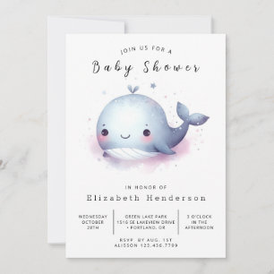 Invitation Whimsy Custom Whale Baby shower