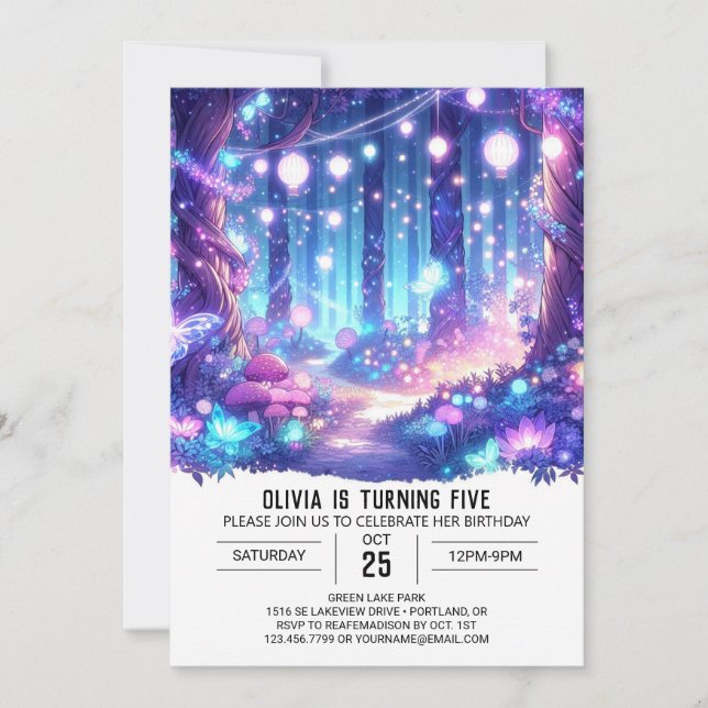 Invitation Whimsy Custom Woodland Digital Anniversaire (Devant)