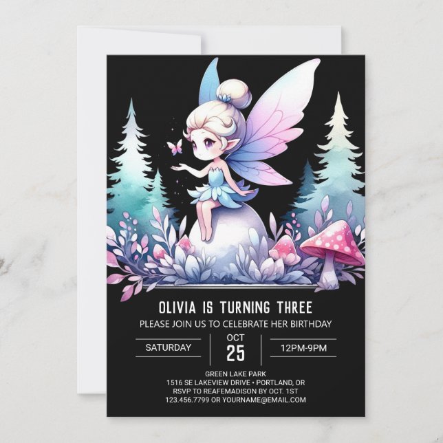 Invitation Whimsy Cute Fairy Anniversaire (Devant)