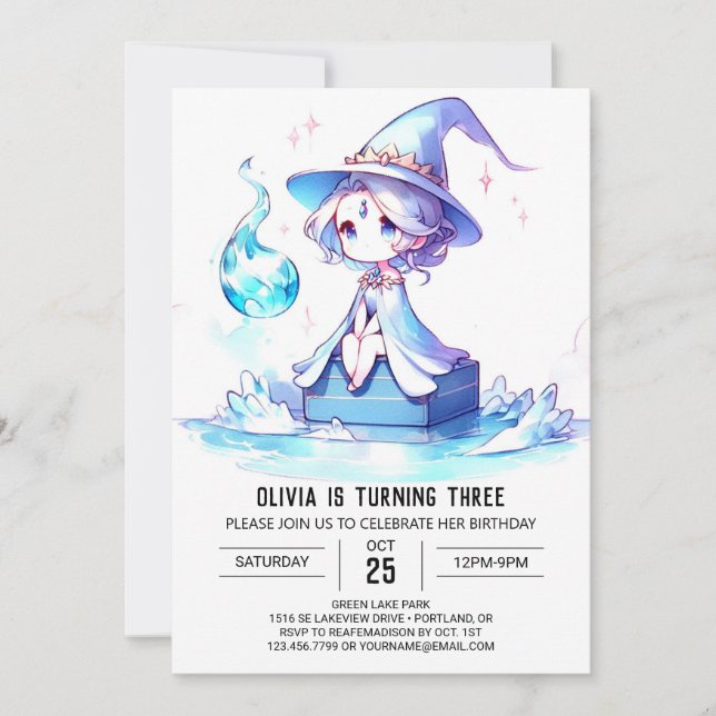 Invitation Whimsy Cute Wizard Birthday (Devant)