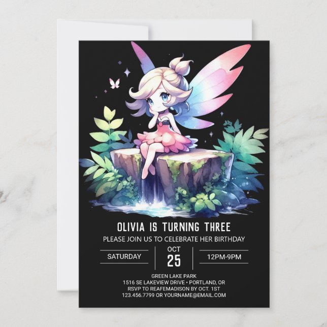 Invitation Whimsy Design Fairy Anniversaire (Devant)