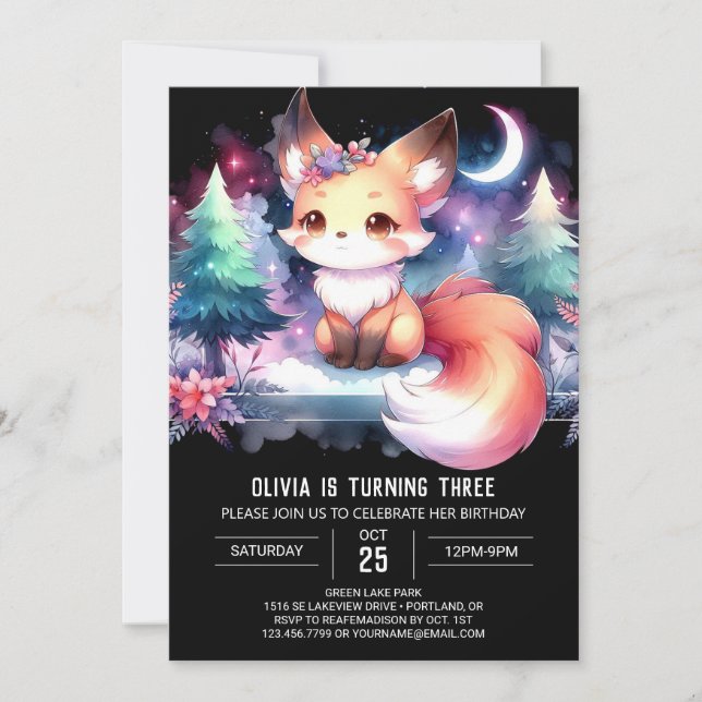 Invitation Whimsy Digital Fox Anniversaire (Devant)